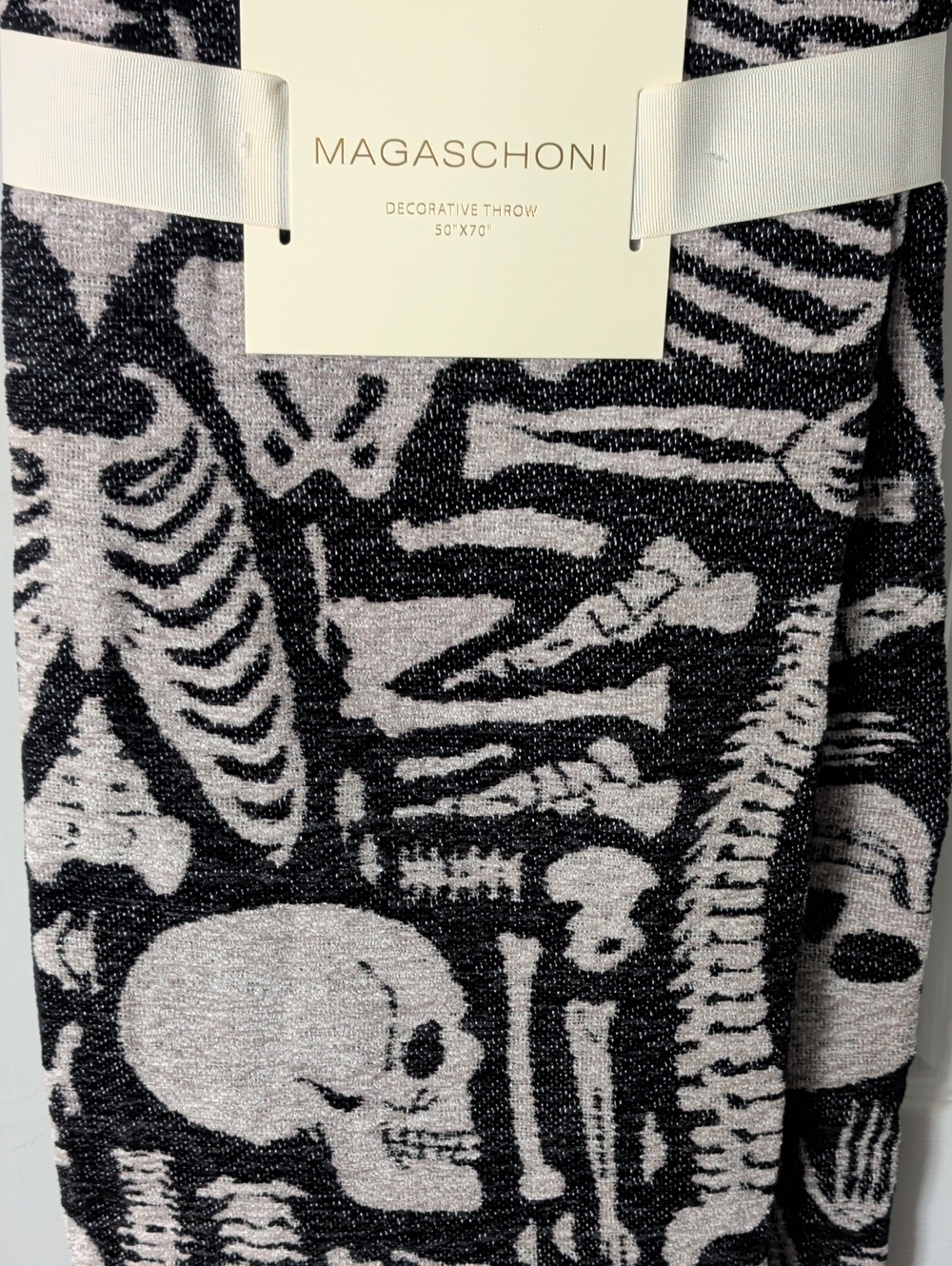 Magaschoni Double Sided Skeleton Throw Blanket NWT